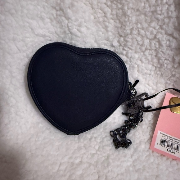 NWT Juicy Couture Heart-Shaped Black Coin Purse with Rhinestone Design - Picture 2 of 3